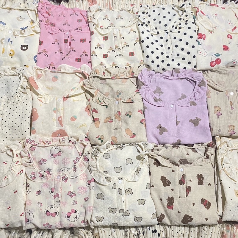 Set đồ ngủ viền bèo chất đũi xốp họa tiết xinh xắn đáng yêu hộ quần áo ngủ dài tay mùa thu đông phong cách Hàn Quốc | BigBuy360 - bigbuy360.vn