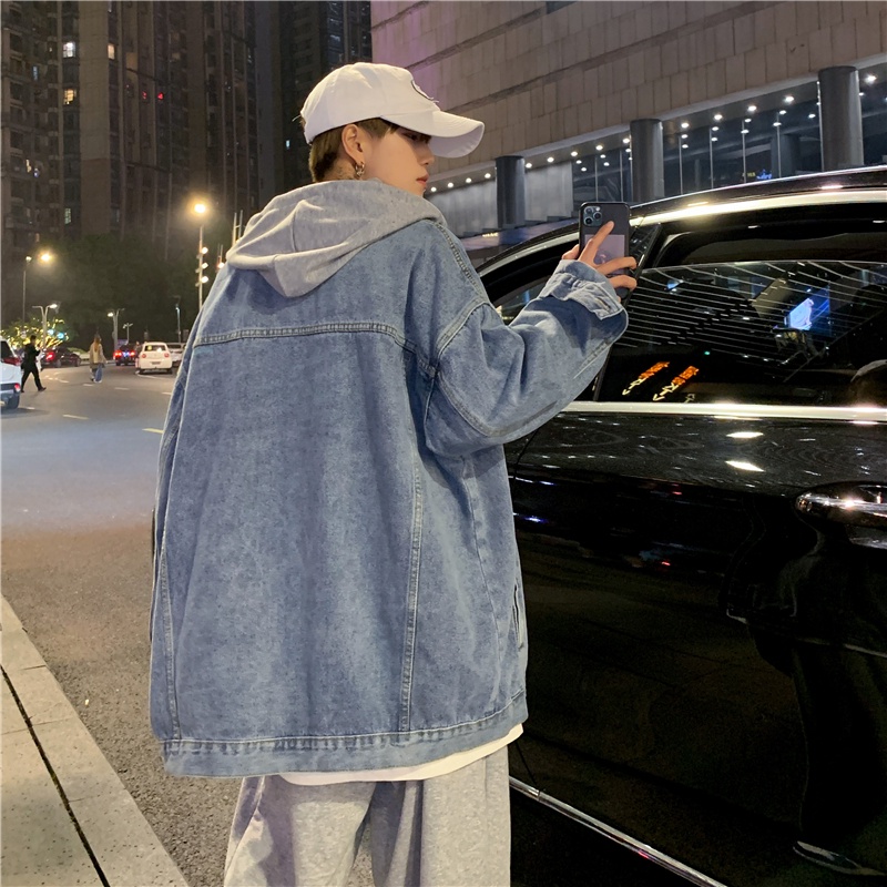 Áo khoác jean denim nam nữ unisex form rộng phối mũ K9, áo khoát jacket nam nữ có mũ trùm đầu cá tính JK8863