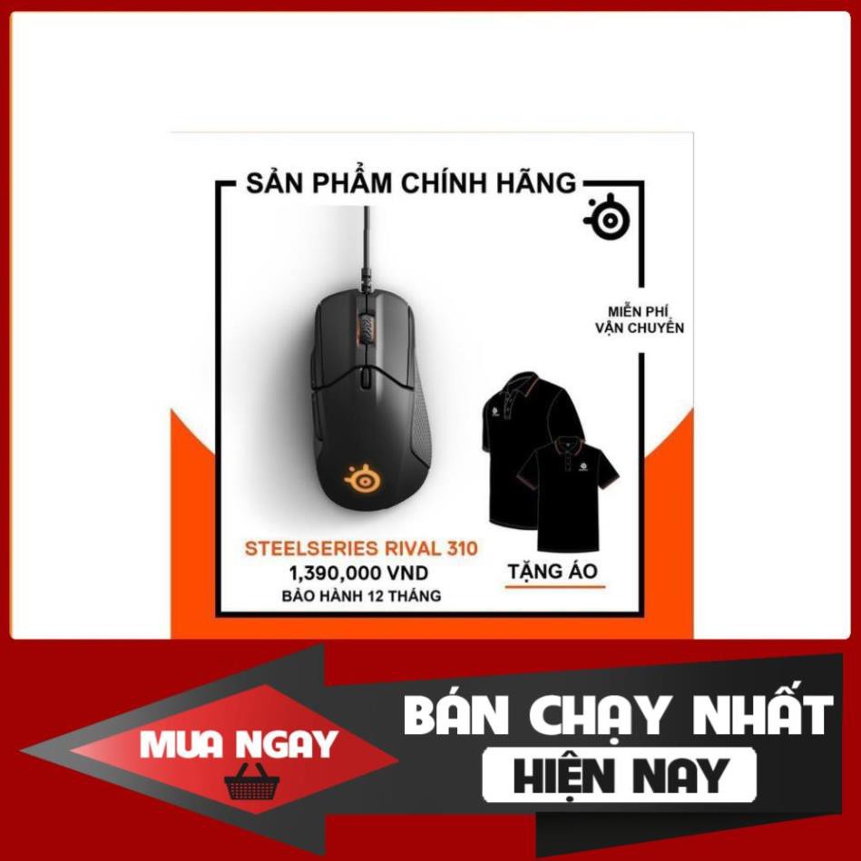 Chuột chơi game có dây Steelseries Rival 310 Black RGB (Tặng áo thun Steelseries cực chất phiên bản giới hạn)