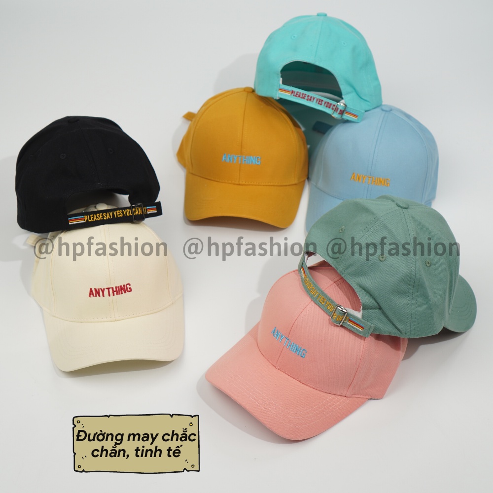 Mũ lưỡi trai ❤️ Nón kết thêu hình chữ Anything chất kaki cao cấp form unisex nam nữ N46