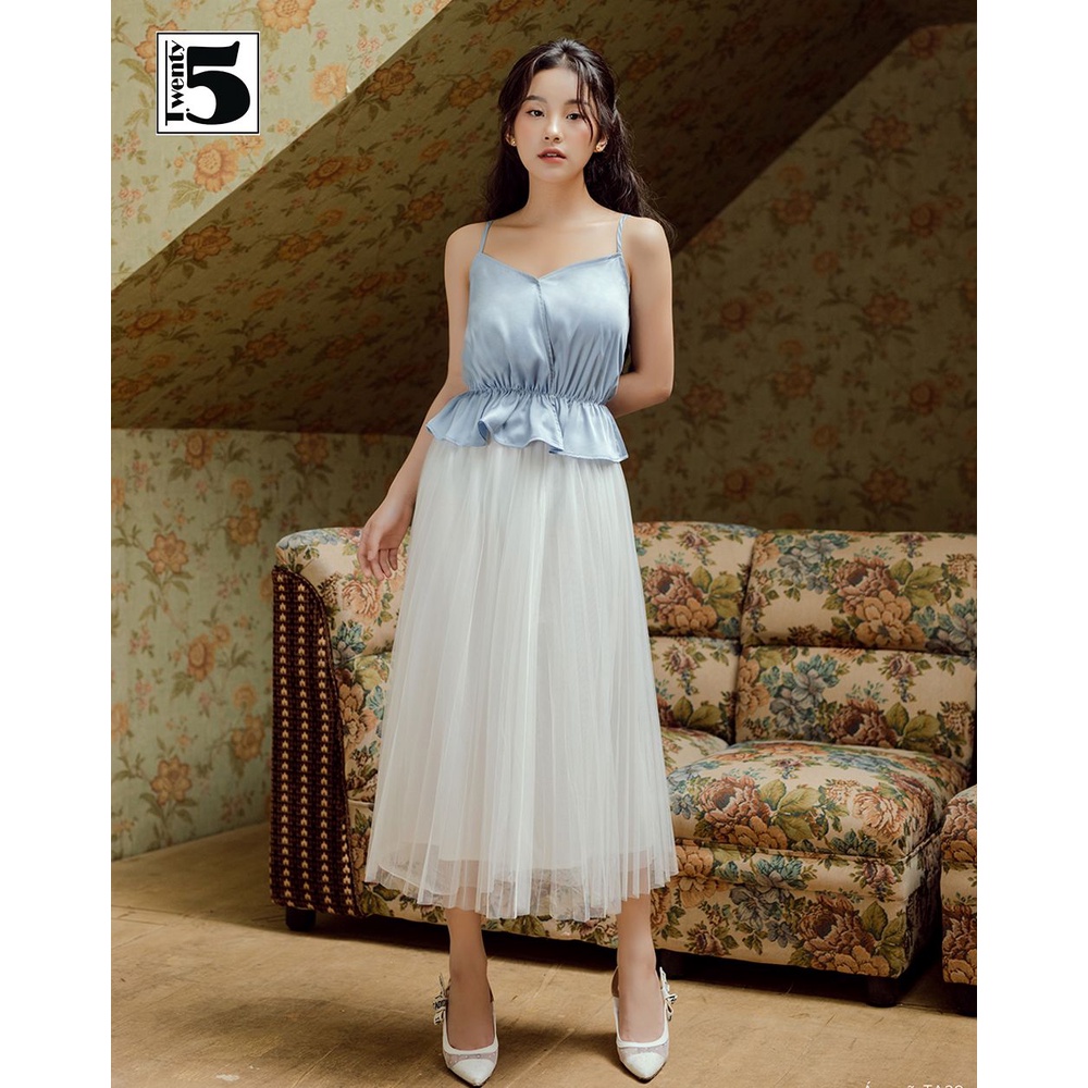 Chân váy công chúa xếp ly nhiều màu ren lưới 3 lớp mỏng cạp chun Twentyfive Fashion 3506