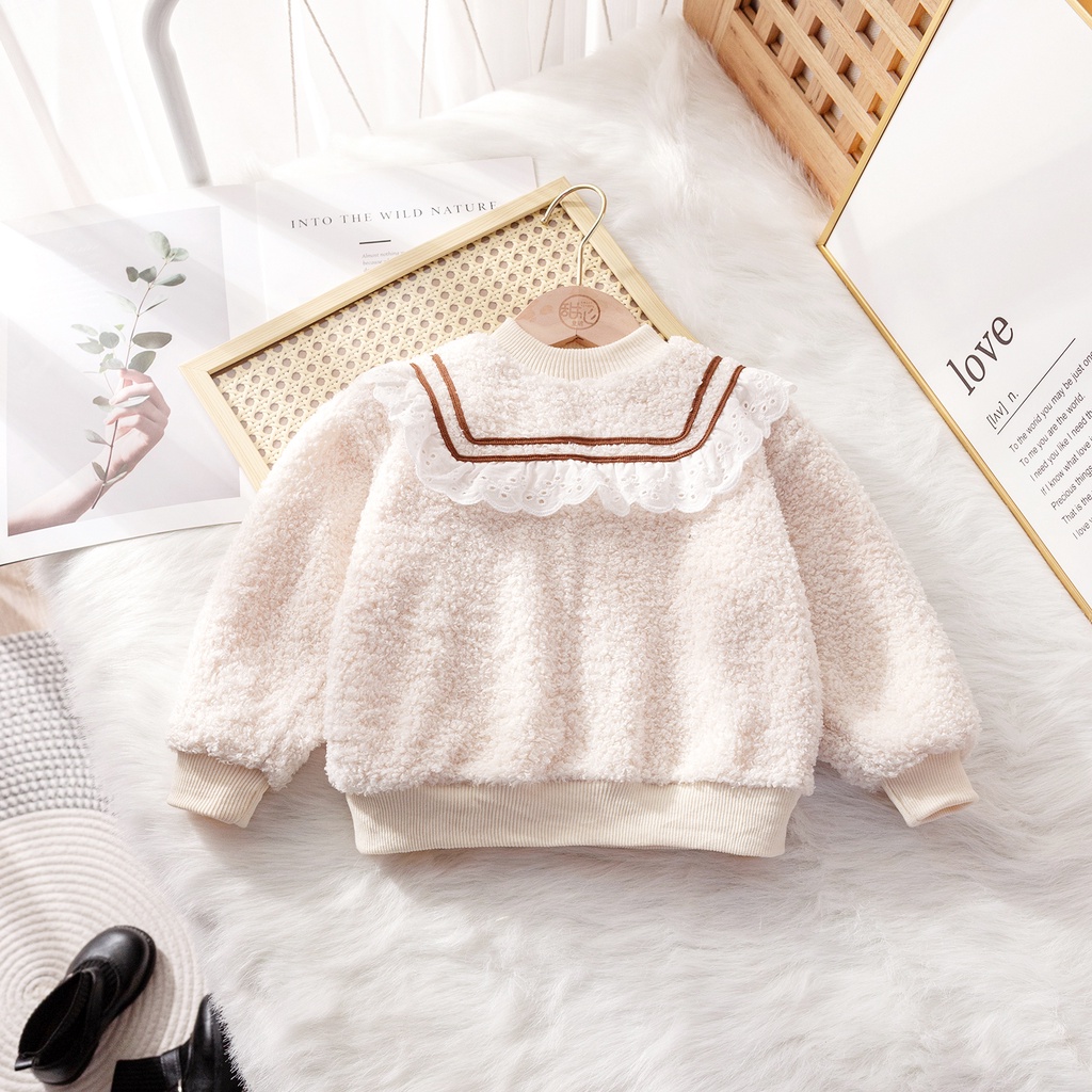 Áo thun nỉ cho bé gái mùa thu đông ót bông dày dặn xinh xắn đủ size dưới 9 tuổi