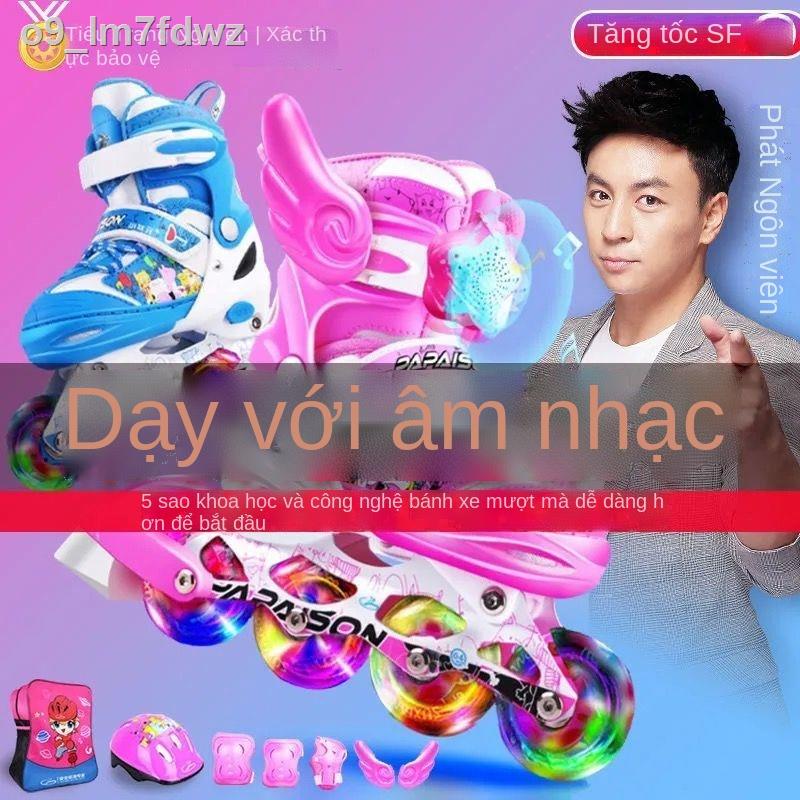 Giày trượt patin nhỏ vô địch dành cho trẻ em trọn bộ của nam và nữ nội tuyến người mới bắt đầu 3-5-6-8-10 tuổi