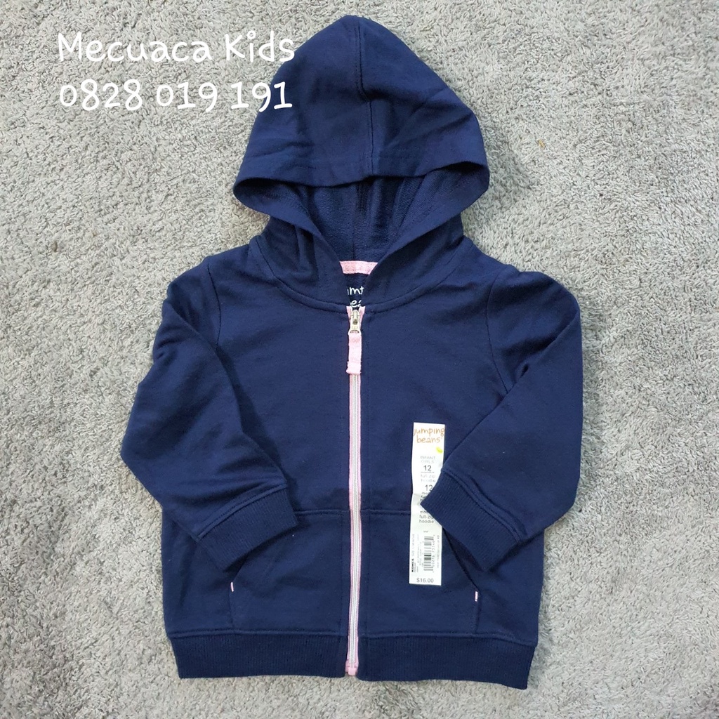 [12m-5y] Áo khoác hoddie có mũ dài tay thu đông da cá mềm, mỏng Jumpingbeans xuất dư xịn cho bé gái