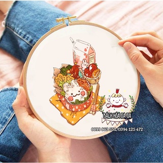 DIY THÊU TAY món ăn đáng yêu- Set tập thêu tay full màu cho người mới bách hóa na na