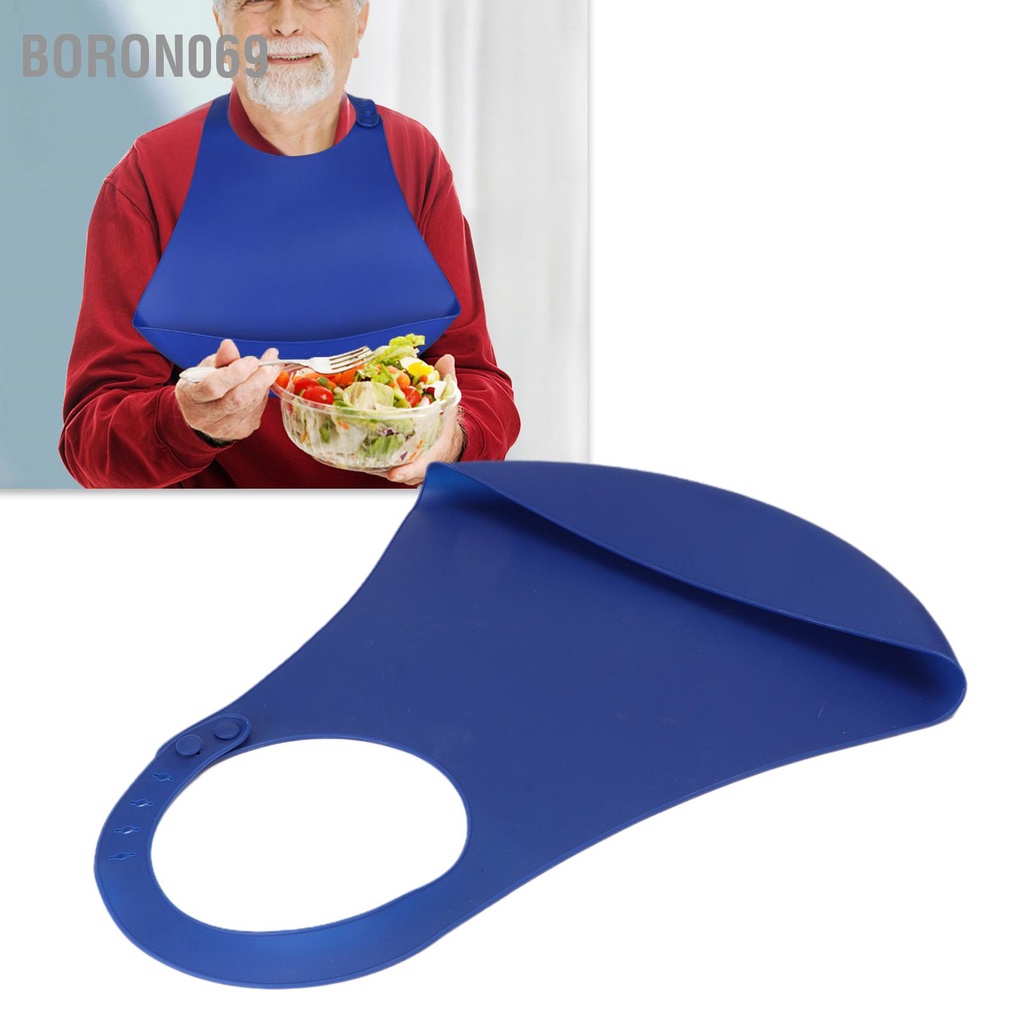 Boron069 Yếm dành cho người lớn Di động có thể điều chỉnh Bữa ăn bằng silicon Bảo vệ quần áo già khuyết tật