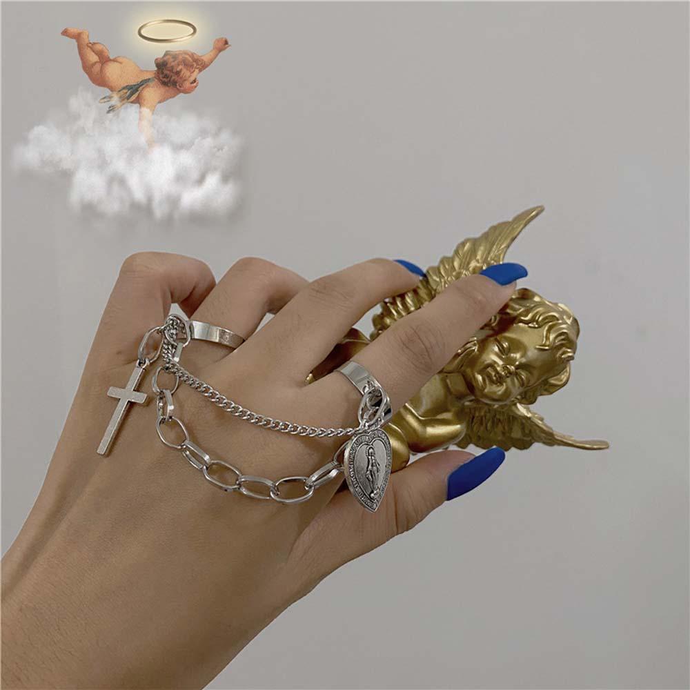 Nhẫn Hở Hình Trái Tim Phong Cách Vintage Dành Cho Nam Và Nữ