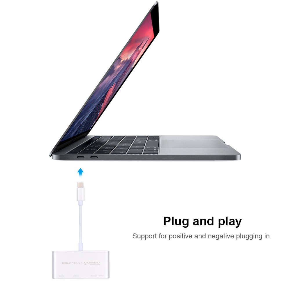 Hub Đọc Thẻ Nhớ OTG USB 3.0 5 Trong 1 Với Đầu Đọc SD / TF Cho MacBook