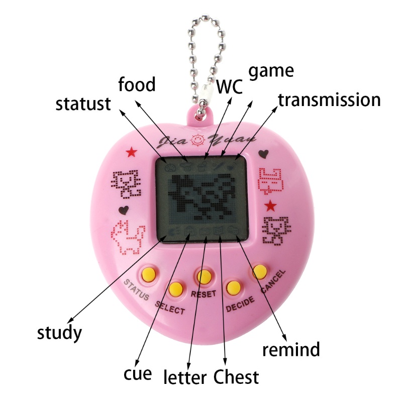 Máy chơi game nuôi thú ảo điện tử cầm tay màn hình LCD hình dạng trái tim có móc khóa