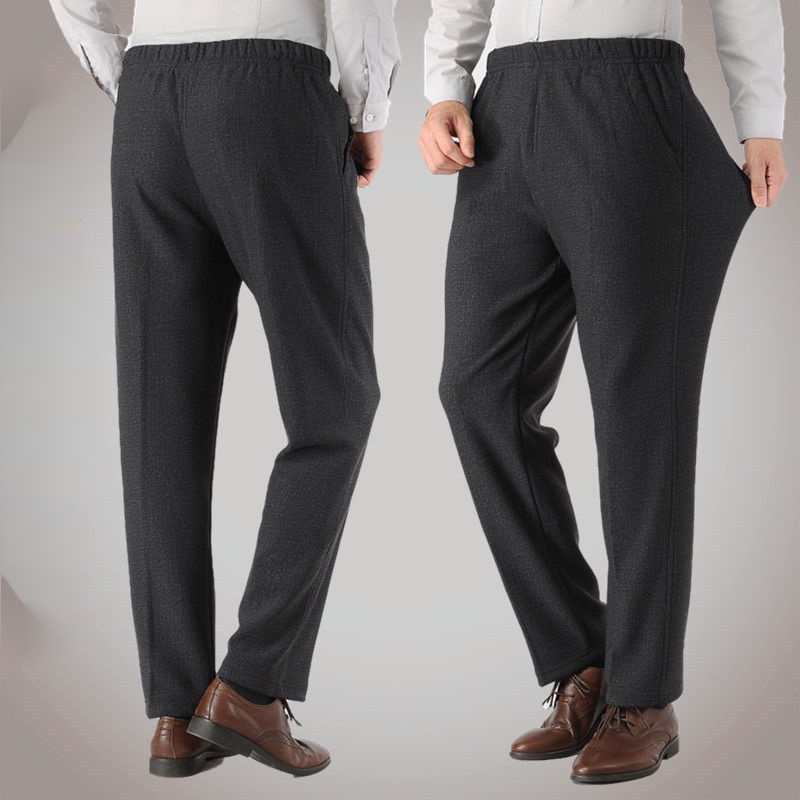 Quần Jeans Ống Đứng Lưng Thun Co Giãn Thời Trang Dành Cho Đàn Ông Trung Niên 9N6z