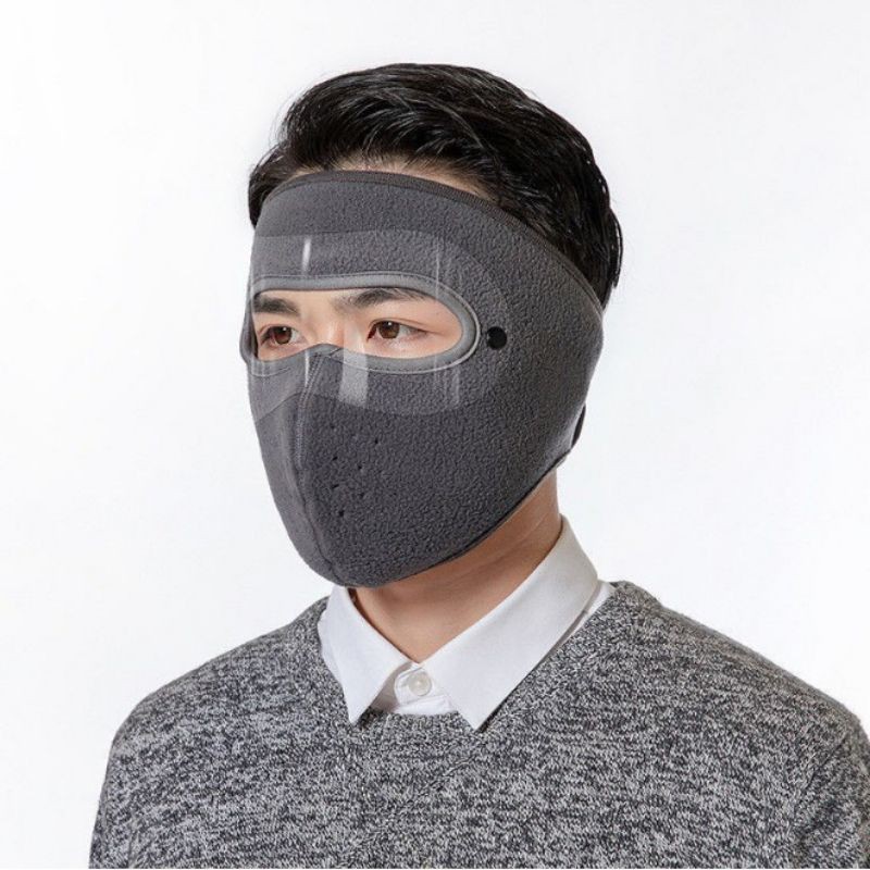 Khẩu trang vải ninja lót nỉ kèm kính chắn gió mưa bụi tiện lợi, chống giọt bắn