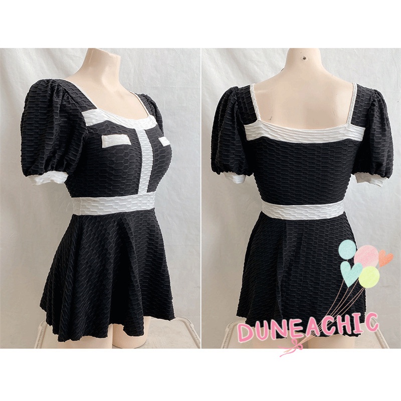 DUNEA Đồ Bơi Một Mảnh Màu Tương Phản Phong Cách Retro Cho Nữ