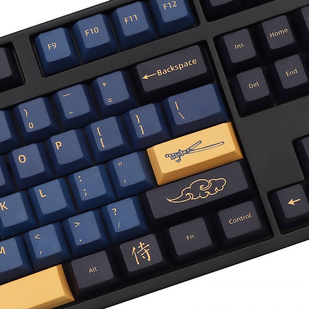 Keycaps PBT - Blue Samurai - Cherry Profile - 139 Nút Dành Cho Phím Cơ