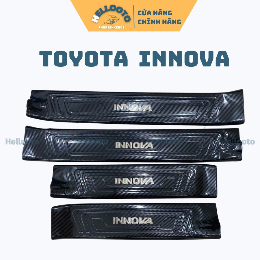 Ốp Bậc Cửa, Nẹp Bước Chân Toyota Innova 2018 2019 2020 2021 2022 Mẫu Titan Cao Cấp + tặng keo trợ dính