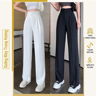  Quần ống rộng nữ lưng cao - Quần tây ống suông nữ 2 khuy nhiều màu chất tuyết mưa đẹp dễ phối đồ 