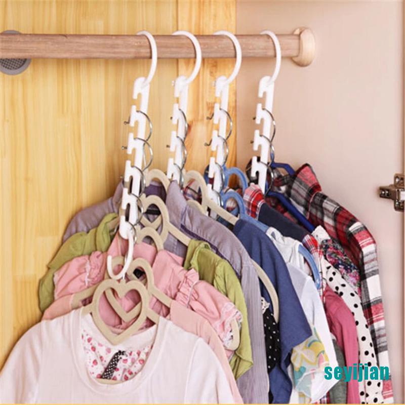 Móc treo quần áo 9 lỗ có thể gấp gọn đa năng tiện dụng tùy chọn màu sắc