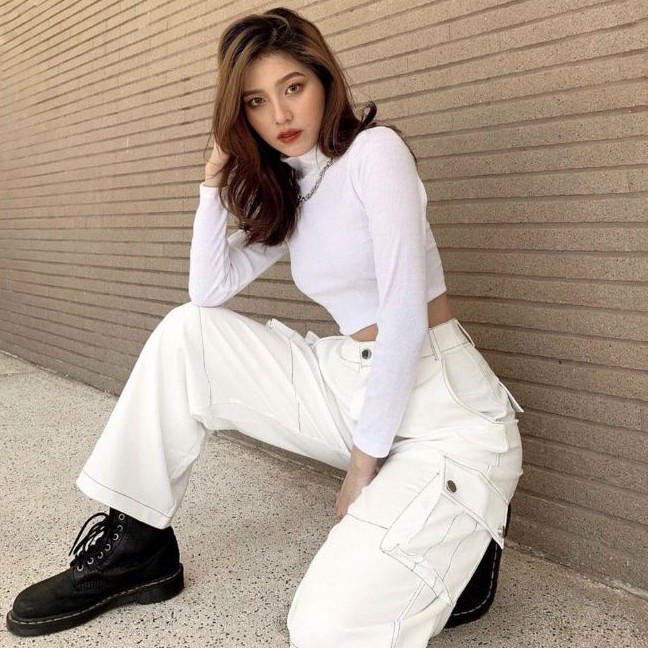 Áo Croptop Cổ Lọ Dài Tay Chất Thun Co Dãn 4 Chiều Mùa Trắng Freesize  "CROPTOP CỔ LỌ TAY DÀI" | BigBuy360 - bigbuy360.vn