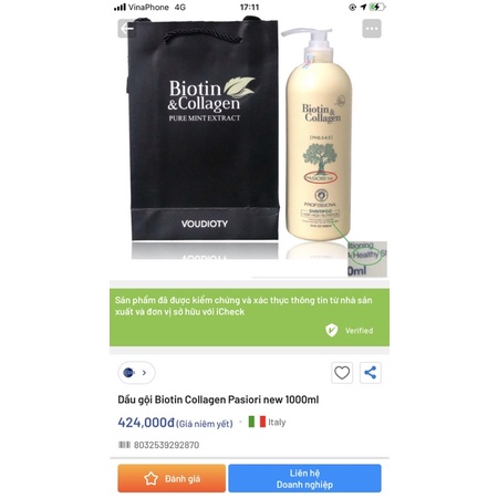 [Chính hãng] [Giá sỉ] Dầu gội Biotin collagen Pasiori TM cho tóc khô hư tổn (trắng) 1000ml