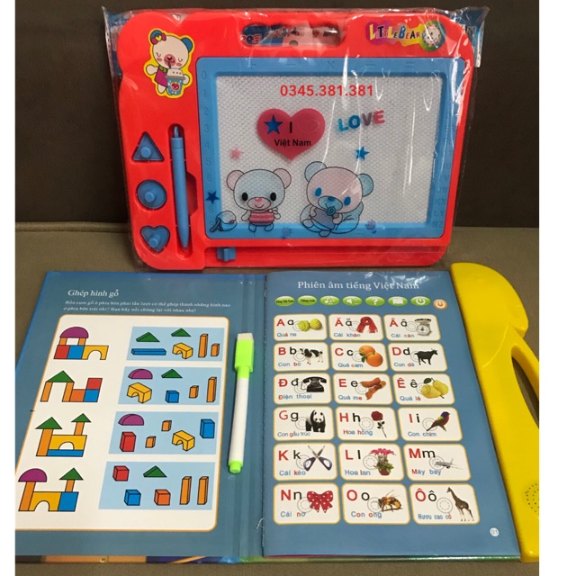 Combo Sách Nói Điện Tử Song Ngữ Anh - Việt Và Bảng Viết Tự Xoá