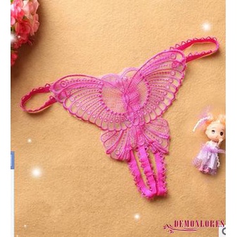 Quần Lót Lọt Khe Thêu Hình Bướm Màu Trơn Quyến Rũ Thời Trang Cho Nữ