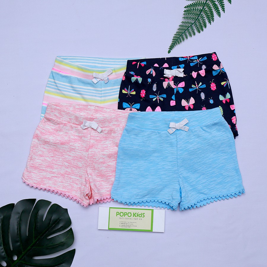 Quần đùi bé gái xuất dư (8 - 14kg) chất thun 100% cotton mềm mịn thoáng mát không bai nhão [Hình thật]
