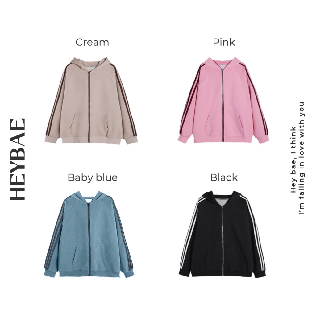 Áo hoodie nỉ vintage Marshmallow HEYBAE nỉ mỏng cotton phối sọc đáng yêu áo khoác ngoài có mũ dài tay AK048 | BigBuy360 - bigbuy360.vn