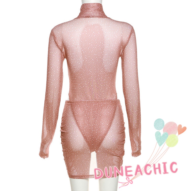 DUNEA Bộ Áo Liền Quần Dài Tay Thiết Kế Quyến Rũ Thời Trang Dành Cho Nữ