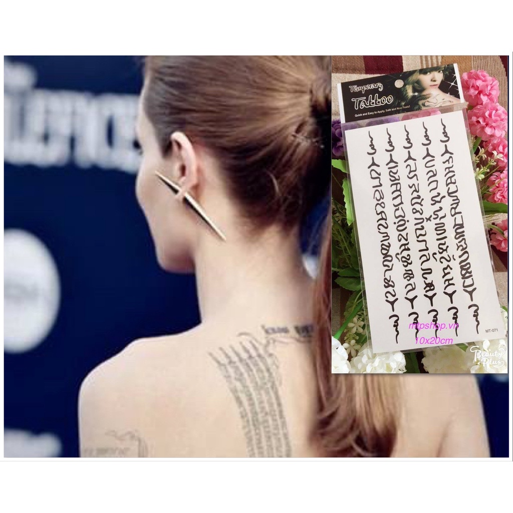 Combo 5t hình xăm dán chữ phạn 10x20cm