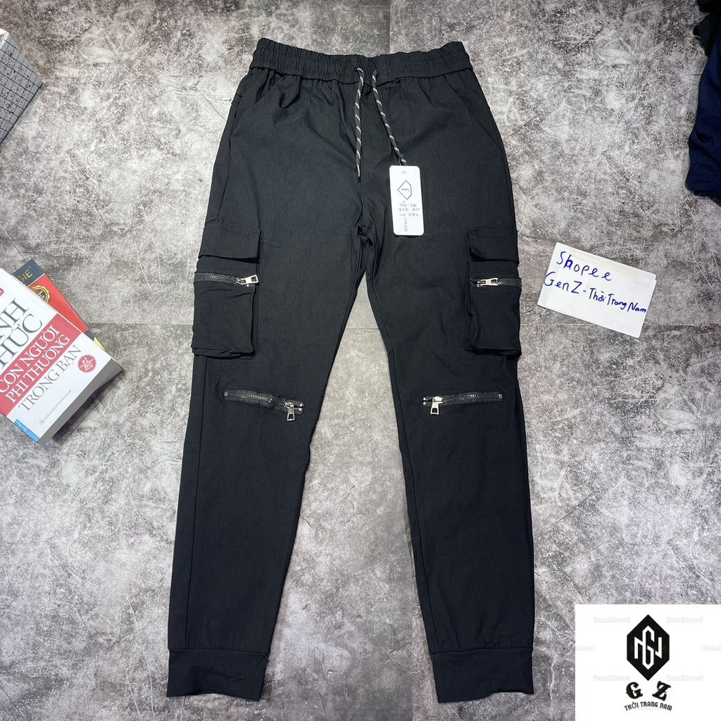 Quần Thể Thao Nam Vải Kaki Dài Túi Hộp Ống Bó , Quần Jogger Nam GENZ Phong Cách Hàn Quốc dịp thu đông