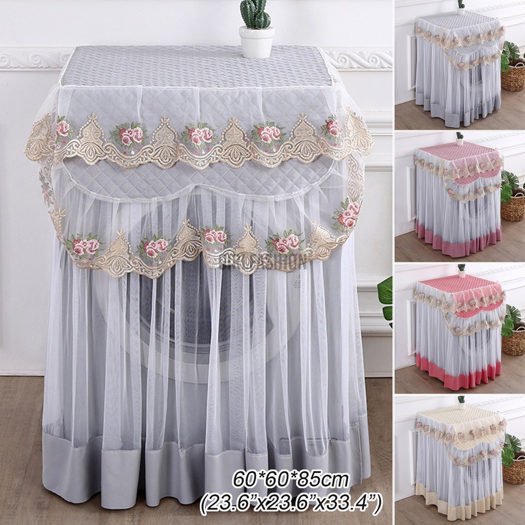 Red/ Purple/ Gray/ Beige Lace Dustproof Protector Floral Washing Machine Cover 60*60*85cm Home Decor