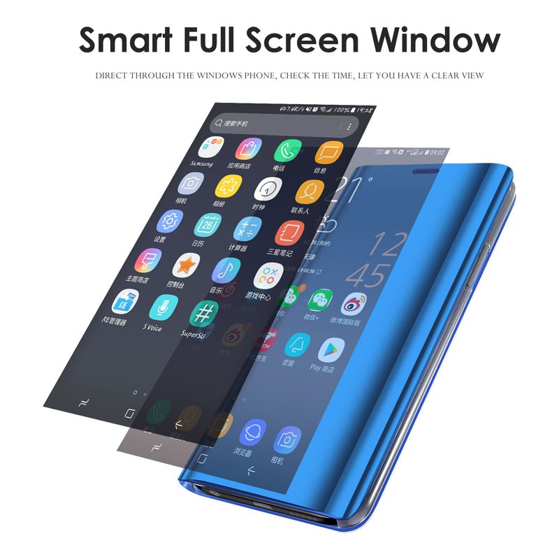 Ốp điện thoại nắp lật tráng gương kiêm giá đỡ chống trượt cho Xiaomi Redmi Note 10 5G K40 K30 Pro Zoom 9T 6A 5 Plus A2 Lite Max