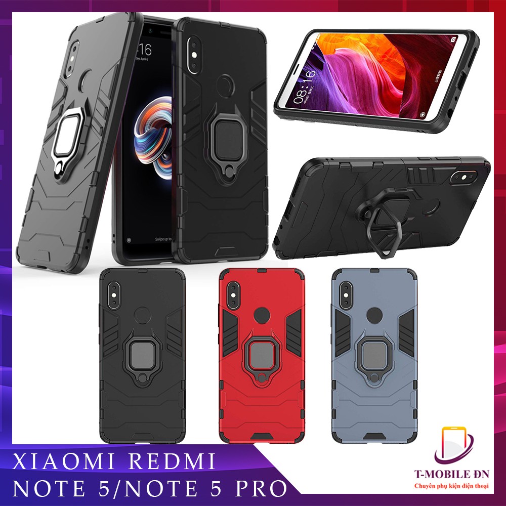 Ốp lưng Xiaomi Redmi Note 5/ Note 5 Pro iron man chống sốc kèm nhẫn iring chống xem video bảo vệ camera