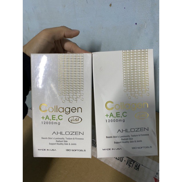 Collagen AEC Gold Ahlozen Cao Cấp Từ Mỹ (12000mg x 180 viên) - Giúp đẹp da - Liền sẹo - Xương chắc khoẻ - Đẹp tóc [CHÍNH
