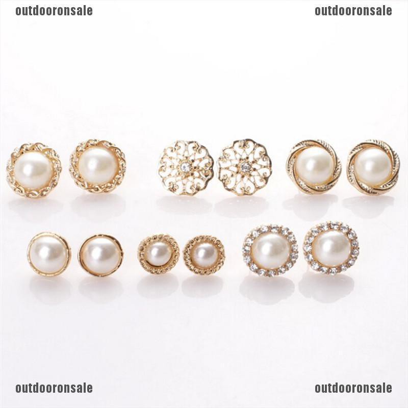 Set 6 Đôi Bông Tai Đính Pha Lê Thanh Lịch Dành Cho Nữ