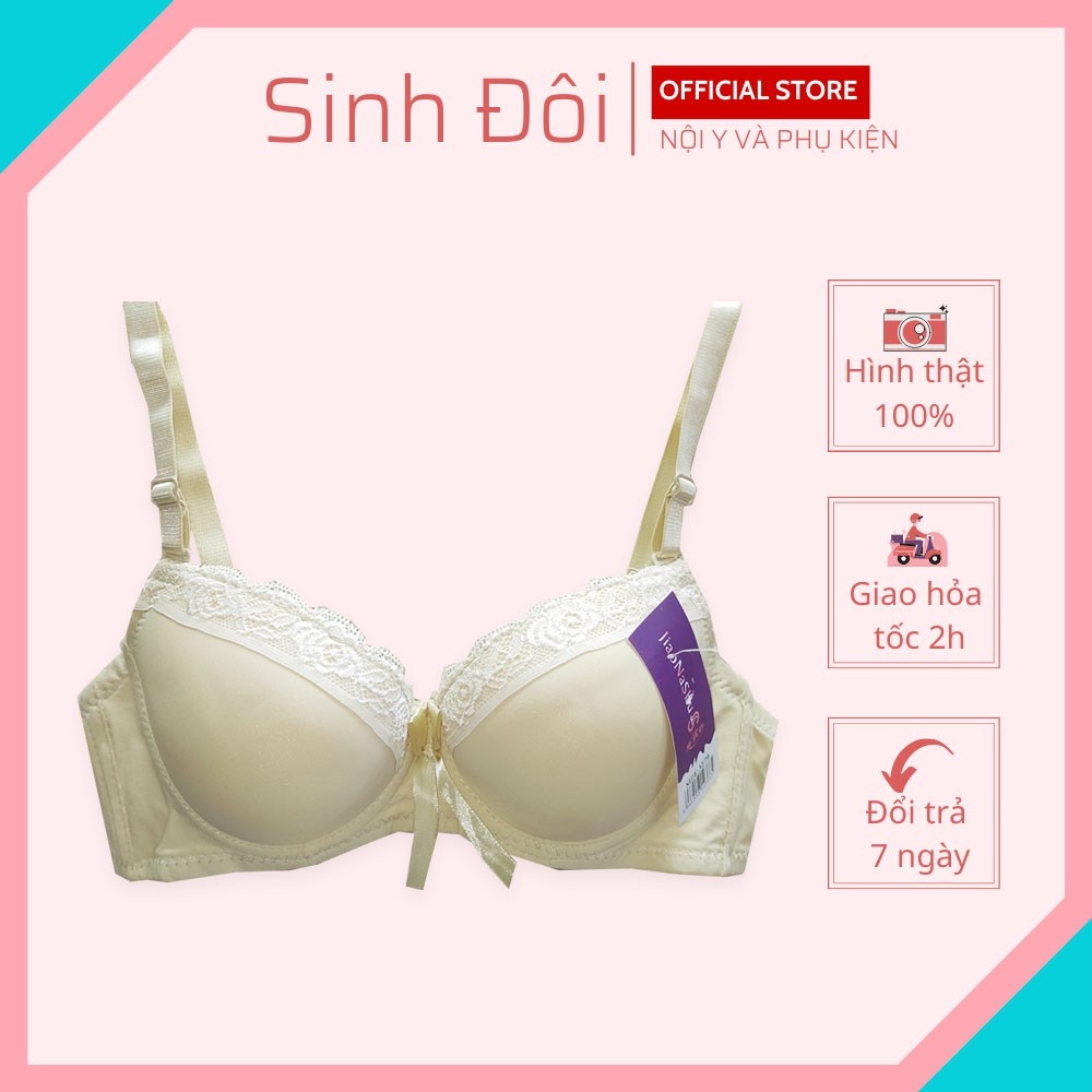 Áo ngực nữ có gọng nâng ngực tạo khe SD333 trơn phối viền ren mút vừa cúp xéo size 32-34-36