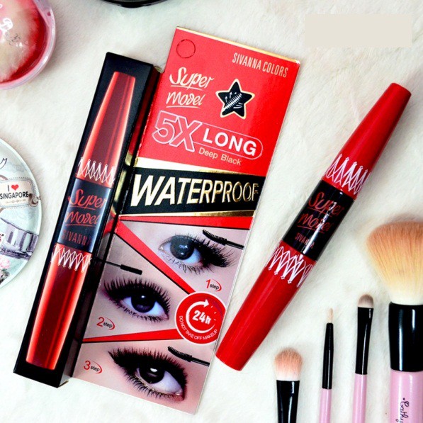 Mascara 2 đầu nối mi Sivanna Super Model 5x Long 5.7g