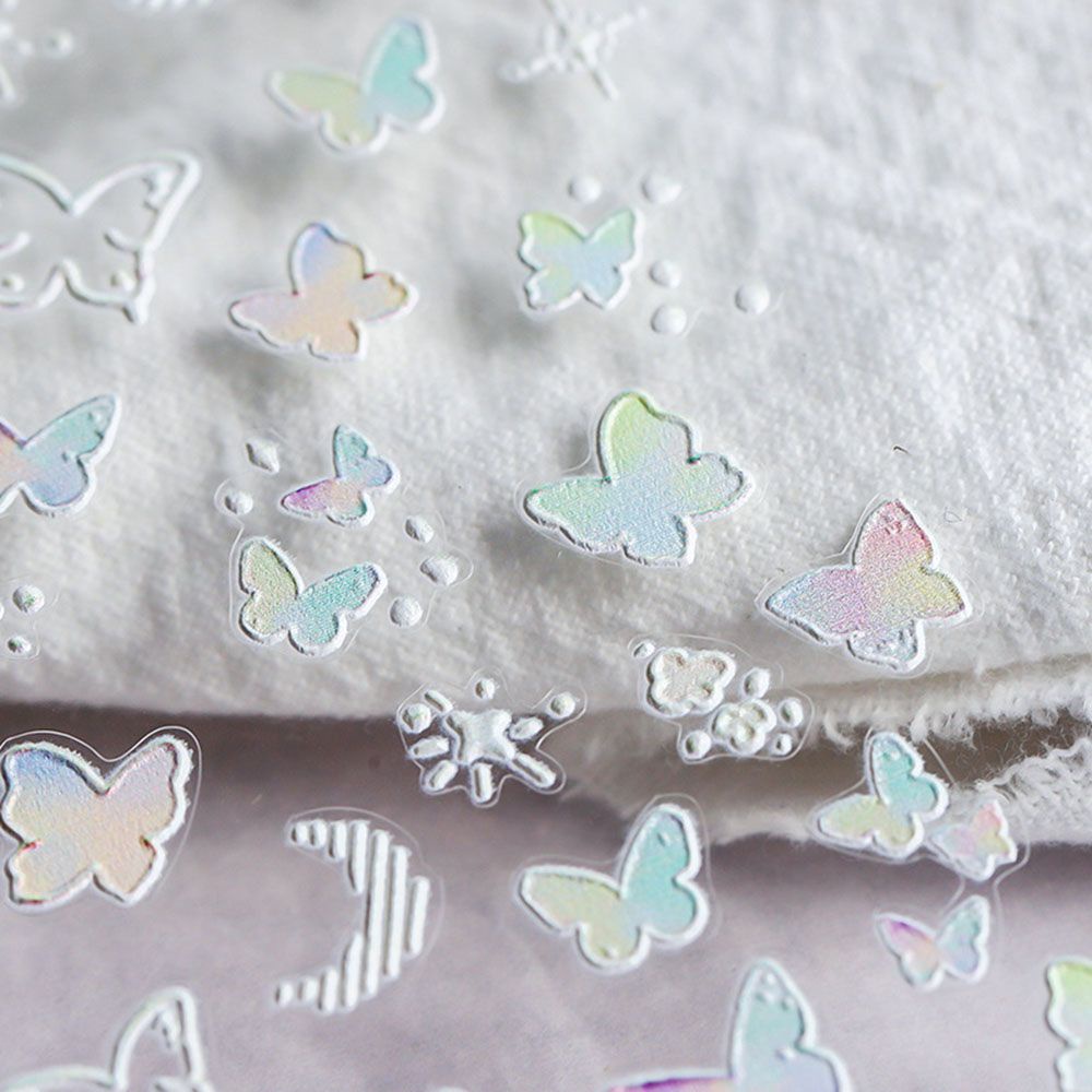 Miếng Dán Trang Trí Móng Tay Hình Bướm / Mặt Trăng / Ngôi Sao Màu Gradient Diy