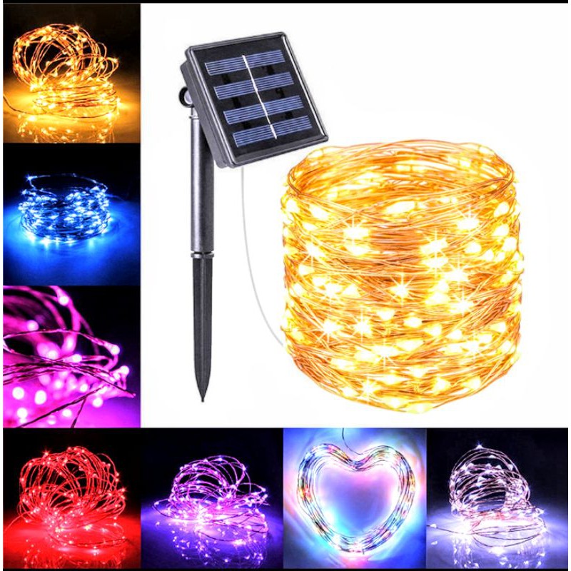 BỘ DÂY LED TRANG TRÍ CHẠY ĐIỆN NĂNG LƯỢNG MẶT TRỜI CẢM BIẾN NHẤP NHÁY MÀU CỰC ĐẸP