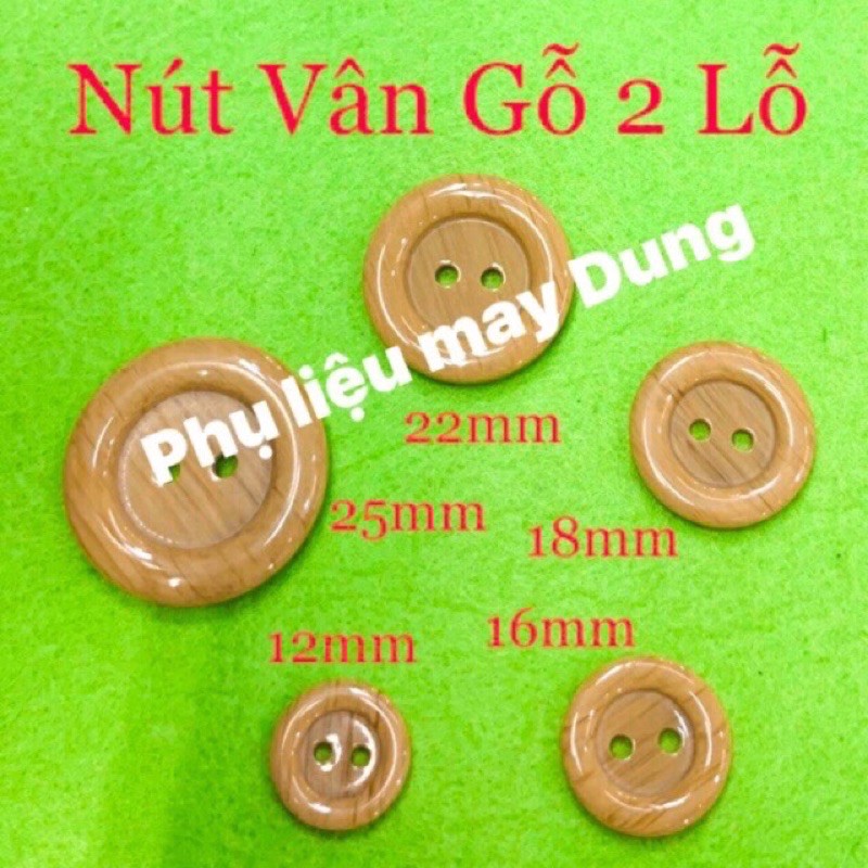 Nút vân gỗ 2 lỗ bóng trơn