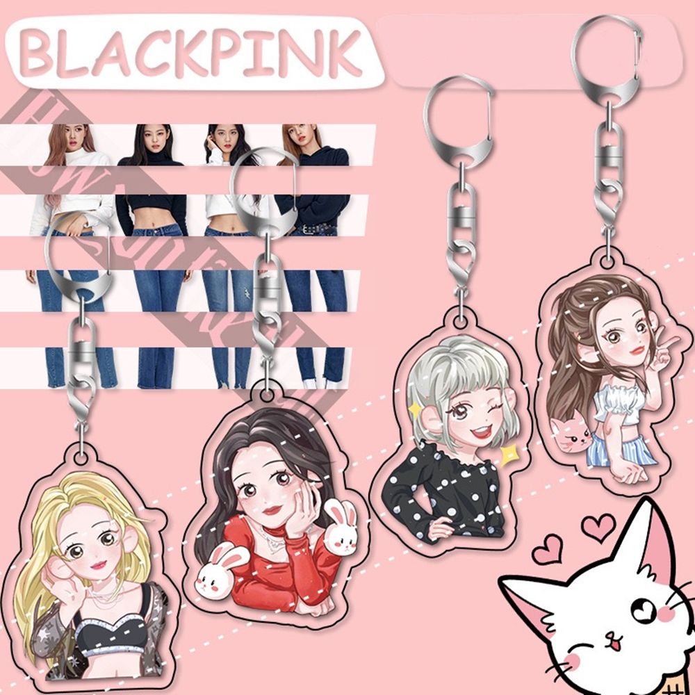 Borage Móc Khóa Hai Mặt Bằng Acrylic Trong Suốt In Hình Nhóm Nhạc Blackpink