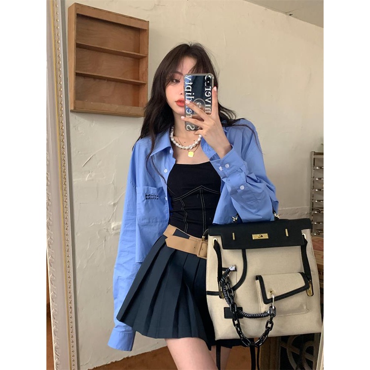 Áo Khoác Sơ Mi Mỏng Tay Dài Chống Nắng Dáng Rộng Phong Cách Pháp Thời Trang Mùa Hè Cho Nữ