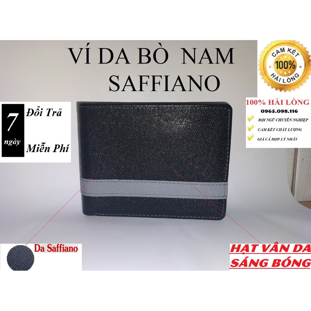Ví Da Nam Cao Cấp Da Bò Saffiano- Kèm hộp đựng sang trọng | BigBuy360 - bigbuy360.vn