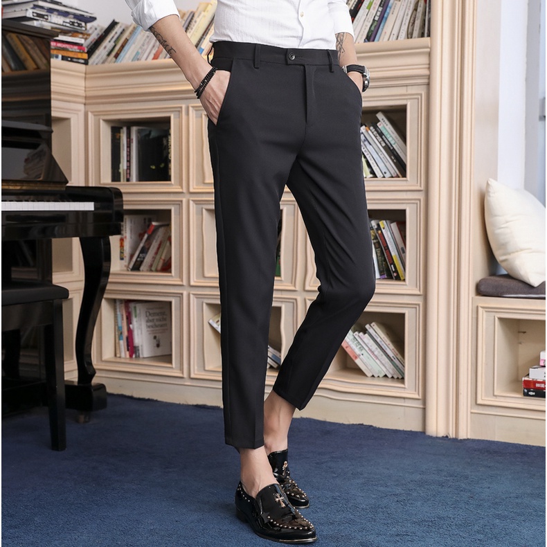 Quần tây nam ZM đen Hàn Quốc co dãn nhẹ 1 chiều vải chống nhăn không bai, xù