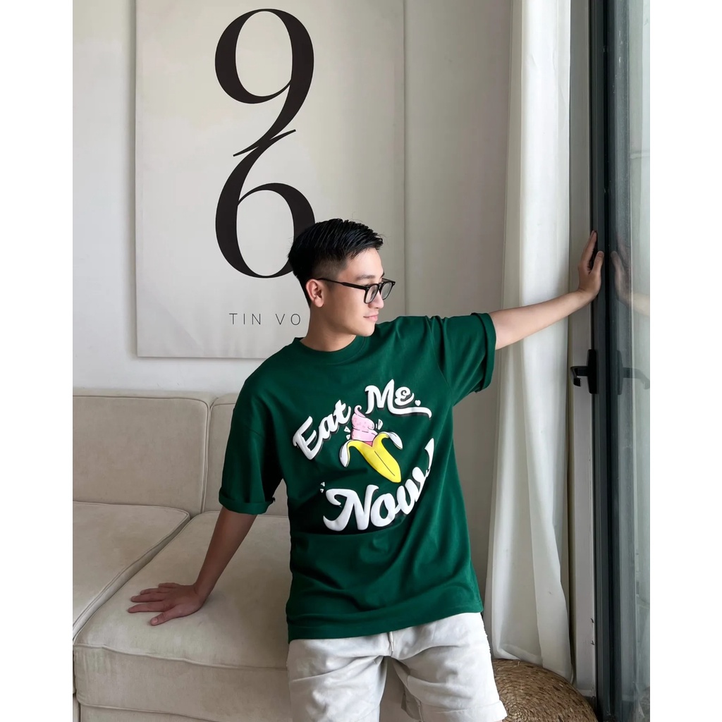 YOSICLUB ÁO THUN xanh EATMENOW OVERSIZE TEE