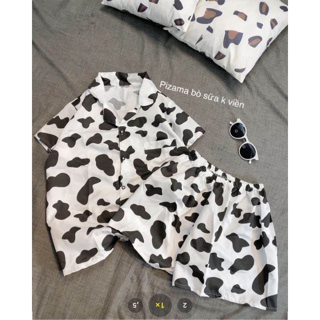 Bộ Ngủ Pijama Hoạt Hình Ullazang, Pijama Bò Sữa ( Kèm Ảnh Thật)