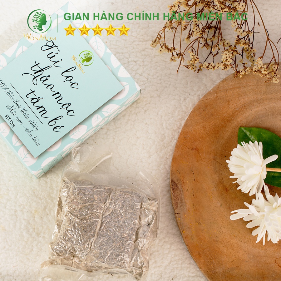 [ Giảm 35K - Đơn 339K ] Túi lọc thảo mộc tắm bé, dưỡng da và tóc bé mềm mại, sạch rôm sảy Wonmom ( 10 Túi/ Hộp )