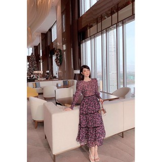 Váy maxi tầng hoa tay dài mới về 2021