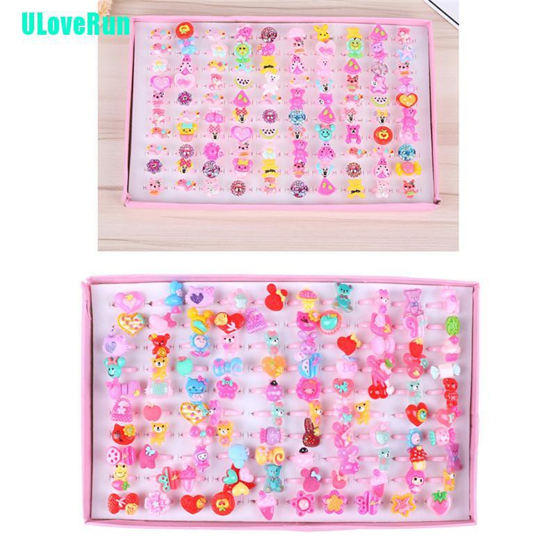 Set 10 Nhẫn Nhựa Họa Tiết Hoạt Hình Dễ Thương Cho Bé