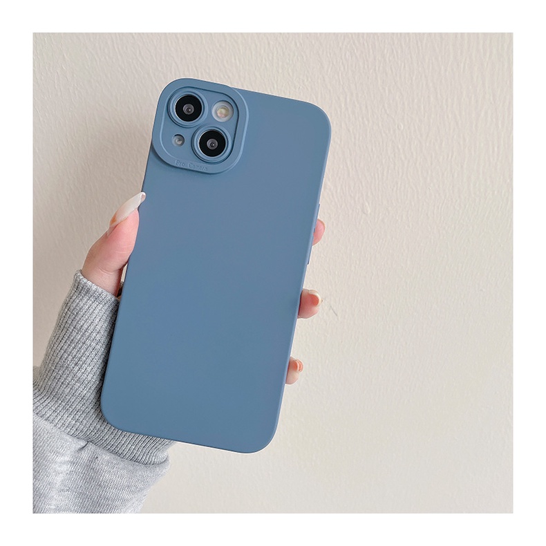 Ốp điện thoại silicon dẻo màu trơn bảo vệ camera cho iPhone 13 12 11 Pro Max X XS XR 8 7 Plus 13Pro 12Pro 11Pro