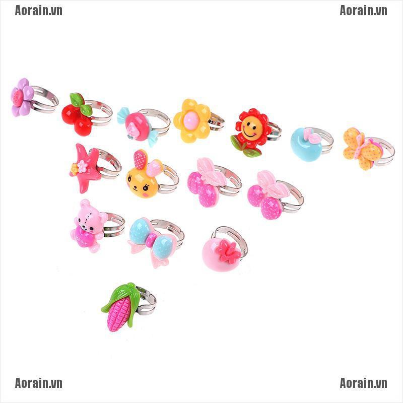 MT 10Pcs Adjustable cartoon rings party favors kids toy NY